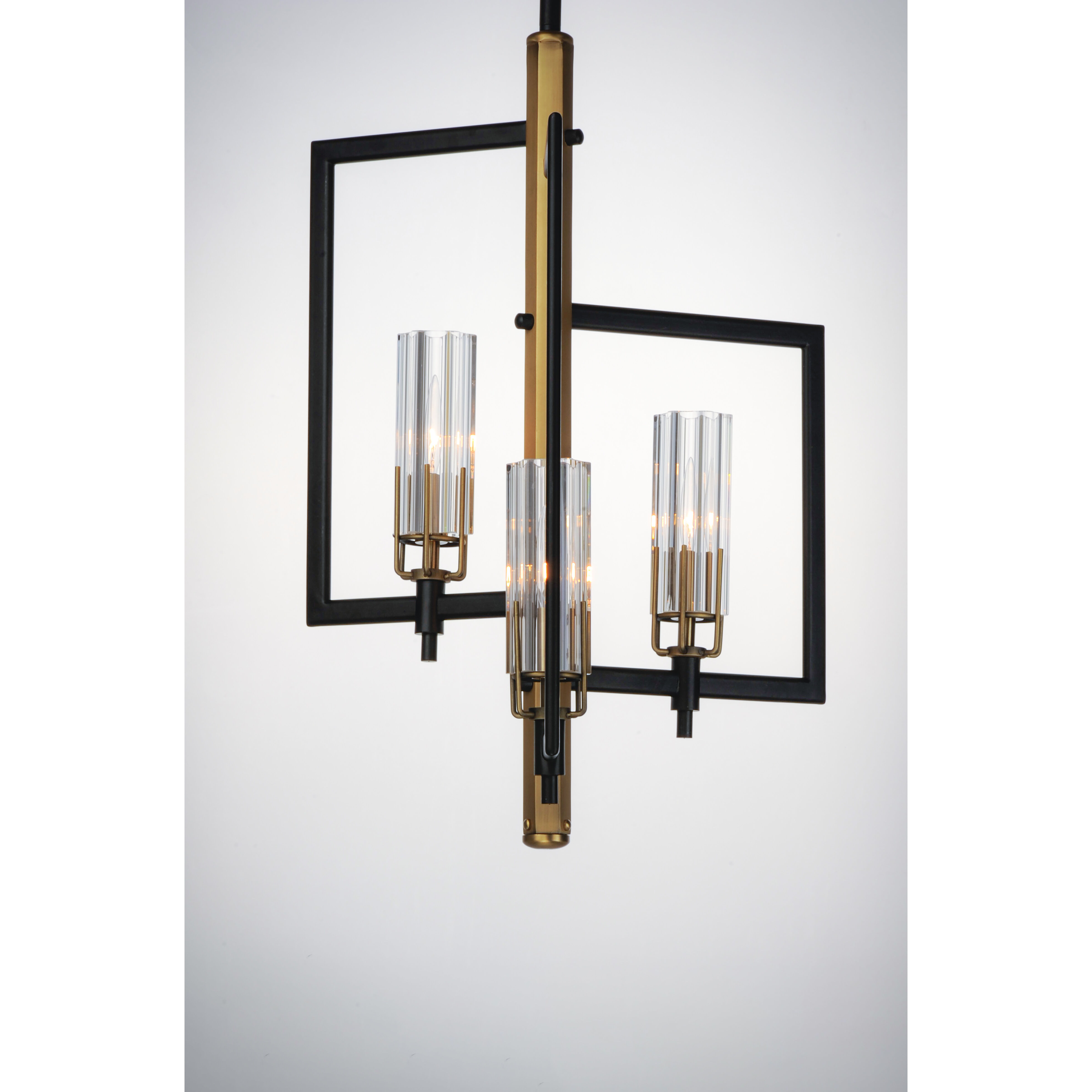 Flambeau 3 Light 13 inch Black/Antique Brass Single Pendant Ceiling Light