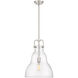 Haverhill LED 14 inch Brushed Satin Nickel Pendant Ceiling Light in Seedy Glass