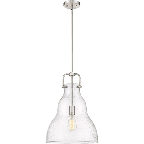 Haverhill LED 14 inch Brushed Satin Nickel Pendant Ceiling Light in Seedy Glass