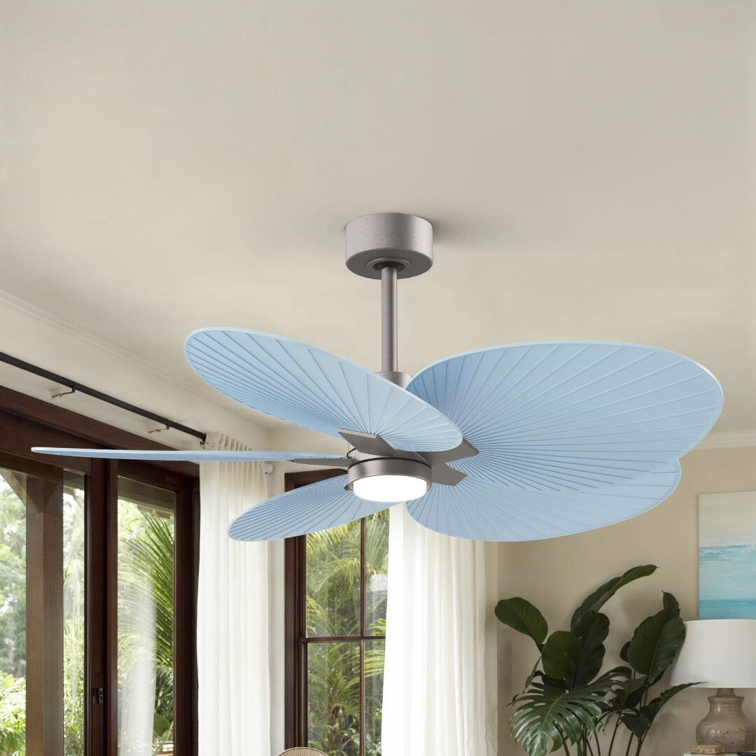 Atlas Alessandra Tropical - LK 48 inch Brushed Nickel with Light Blue Blades Ceiling Fan