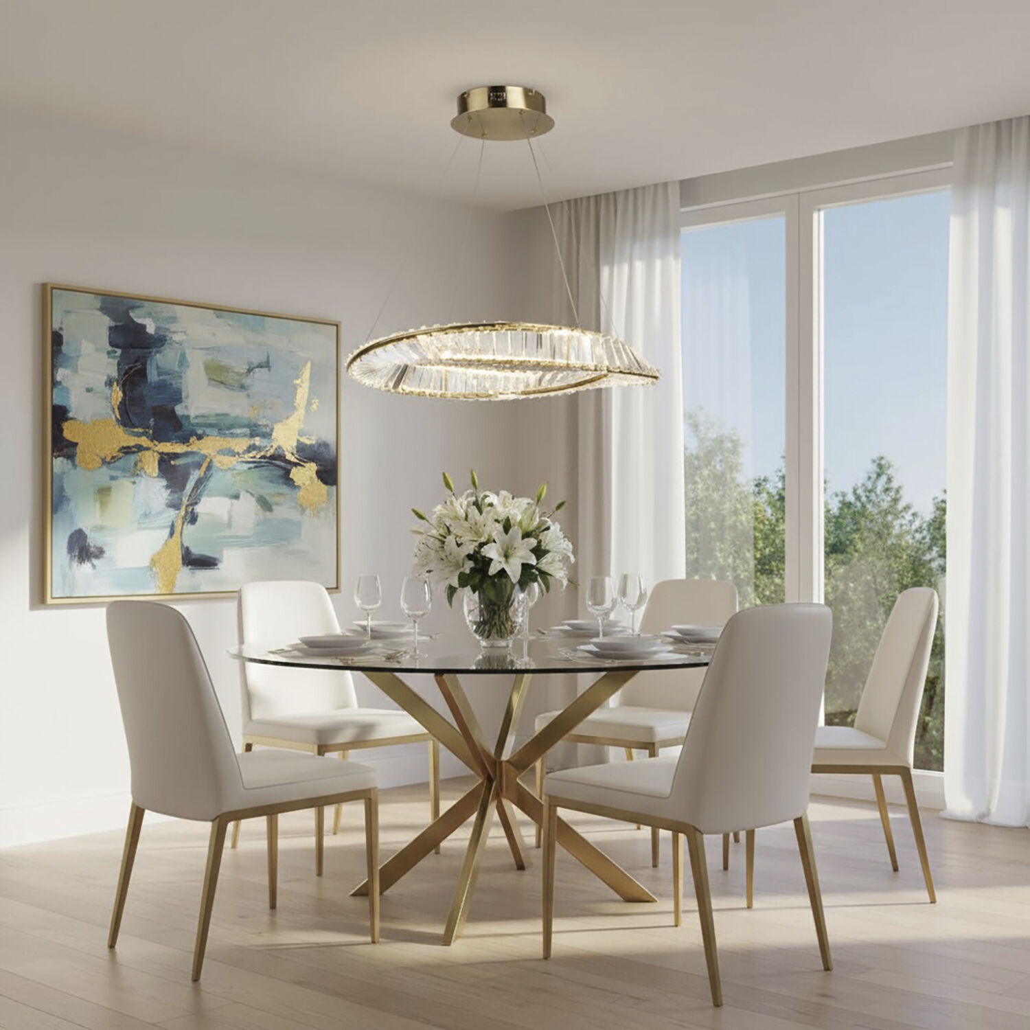 Stella LED 23.75 inch Brushed Brass Pendant Ceiling Light