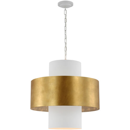 Julie Neill Chalmette LED 25 inch Plaster White and Gild Layered Pendant Ceiling Light
