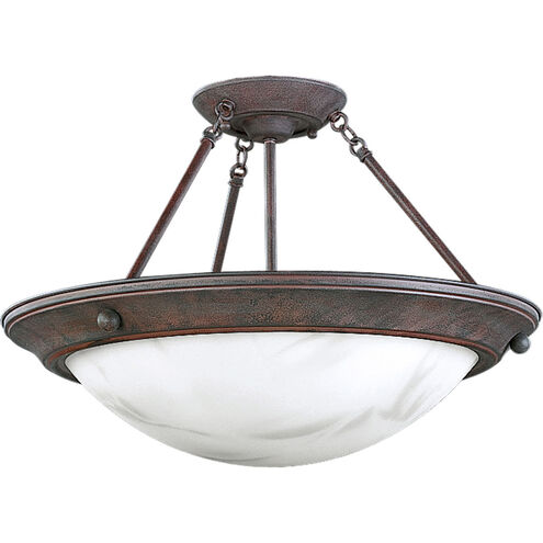 Eclipse 3 Light 19 inch Cobblestone Semi-Flush Mount Ceiling Light in Tiffany Art Glass