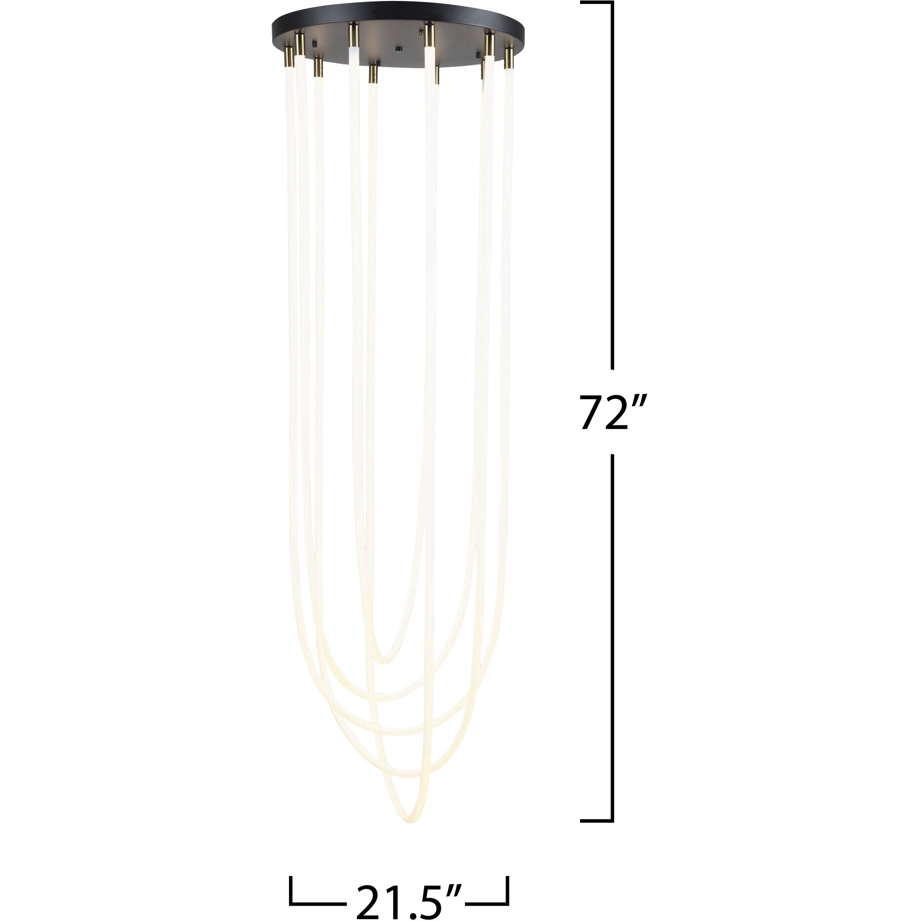 Cascata LED 21.5 inch Black and Brushed Brass Down Chandelier Ceiling Light