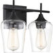 Octave 2 Light 13.75 inch Black Bathroom Vanity Light Wall Light, Essentials