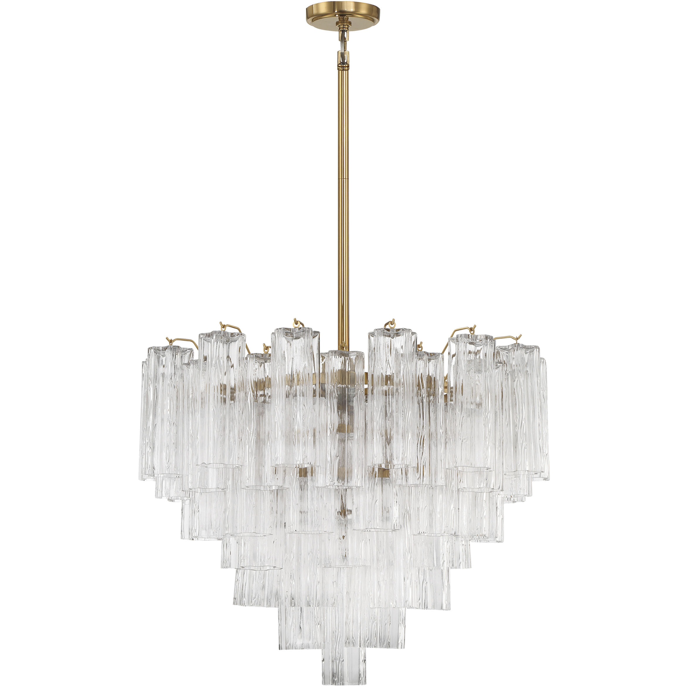Addis 12 Light 26.75 inch Aged Brass Chandelier Ceiling Light in Tronchi Glass Clear