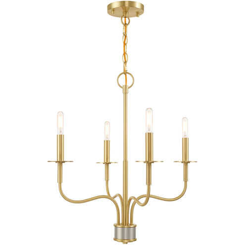 Lisbon 4 Light 20 inch Satin Brass Mini Chandelier Ceiling Light