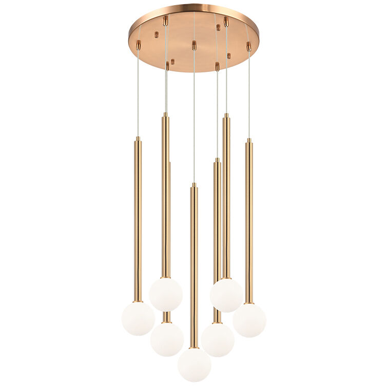 Reigndrop 7 Light 17.75 inch Aged Gold Brass Pendant Ceiling Light