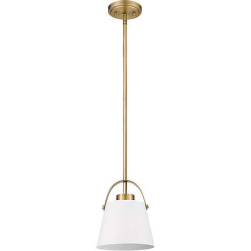 Z-Studio 1 Light 8 inch Matte White/Heritage Brass Pendant Ceiling Light