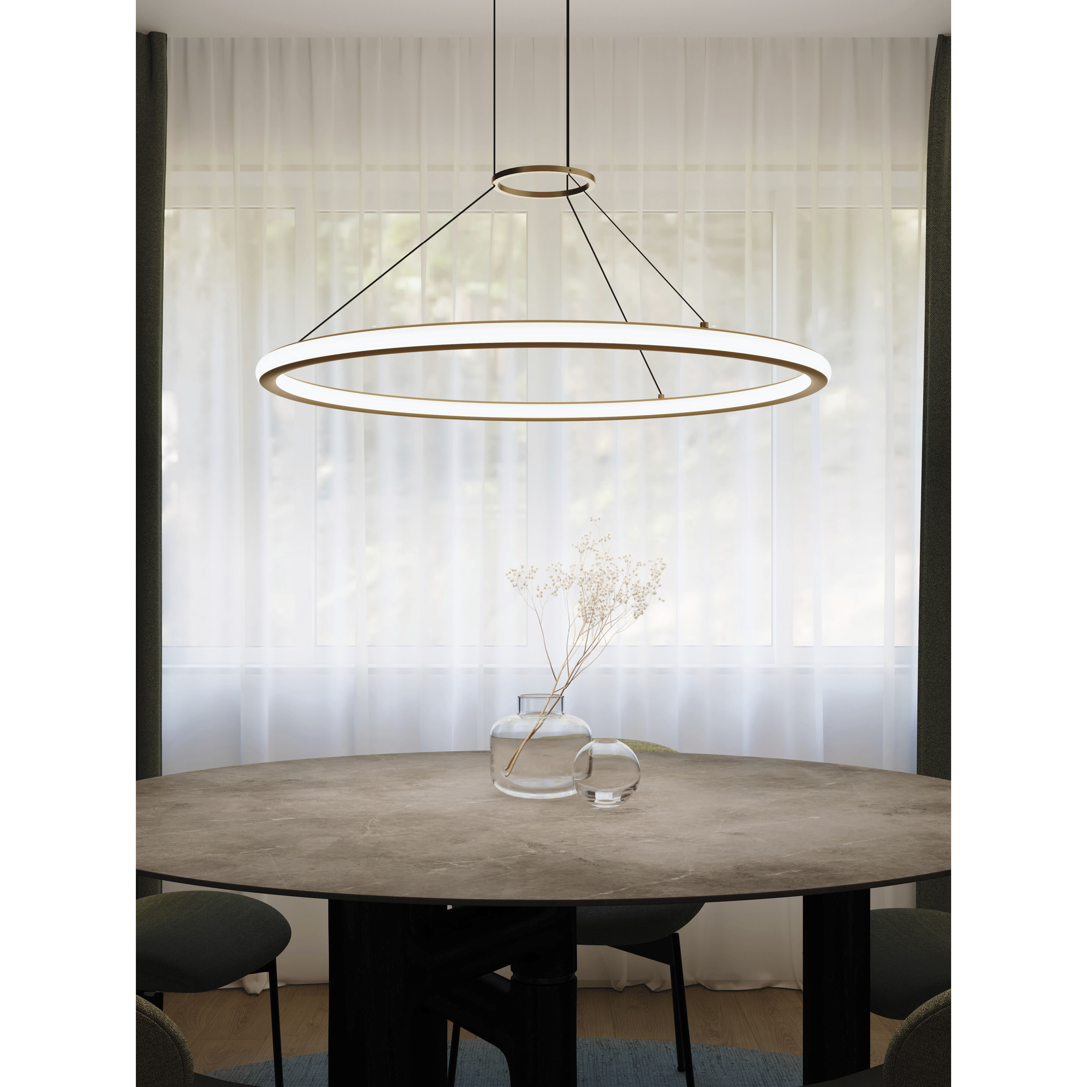 Luna LED 38 inch Painted Brass Pendant Ceiling Light