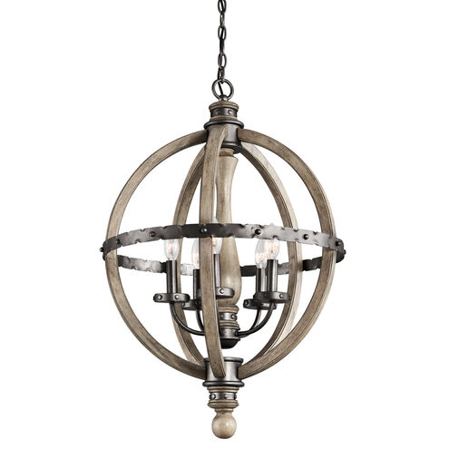 Evan 5 Light 20 inch Distressed Antique Gray Chandelier 1 Tier Small Ceiling Light, 1 Tier Small