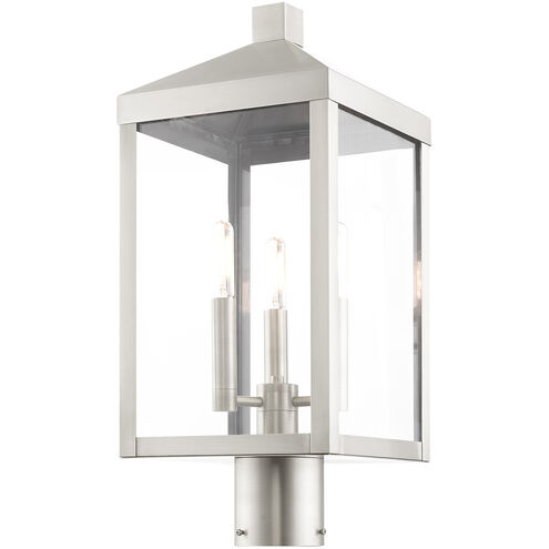 Nyack 3 Light 20 inch Brushed Nickel Outdoor Post Top Lantern