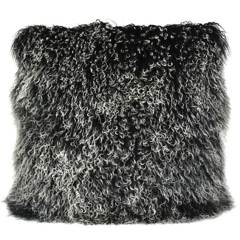 Lamb Fur 22 X 3 inch Black Pillow, Large