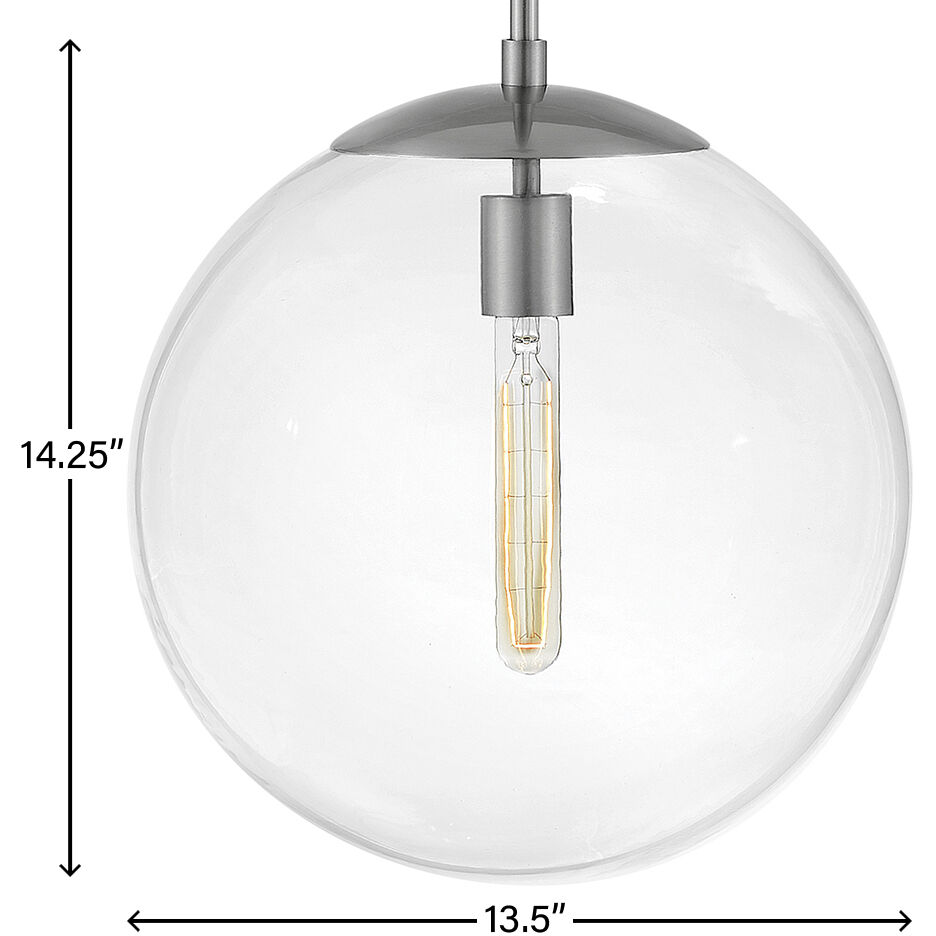 Warby 1 Light 13.5 inch Polished Antique Nickel Indoor Chandelier Ceiling Light in Clear