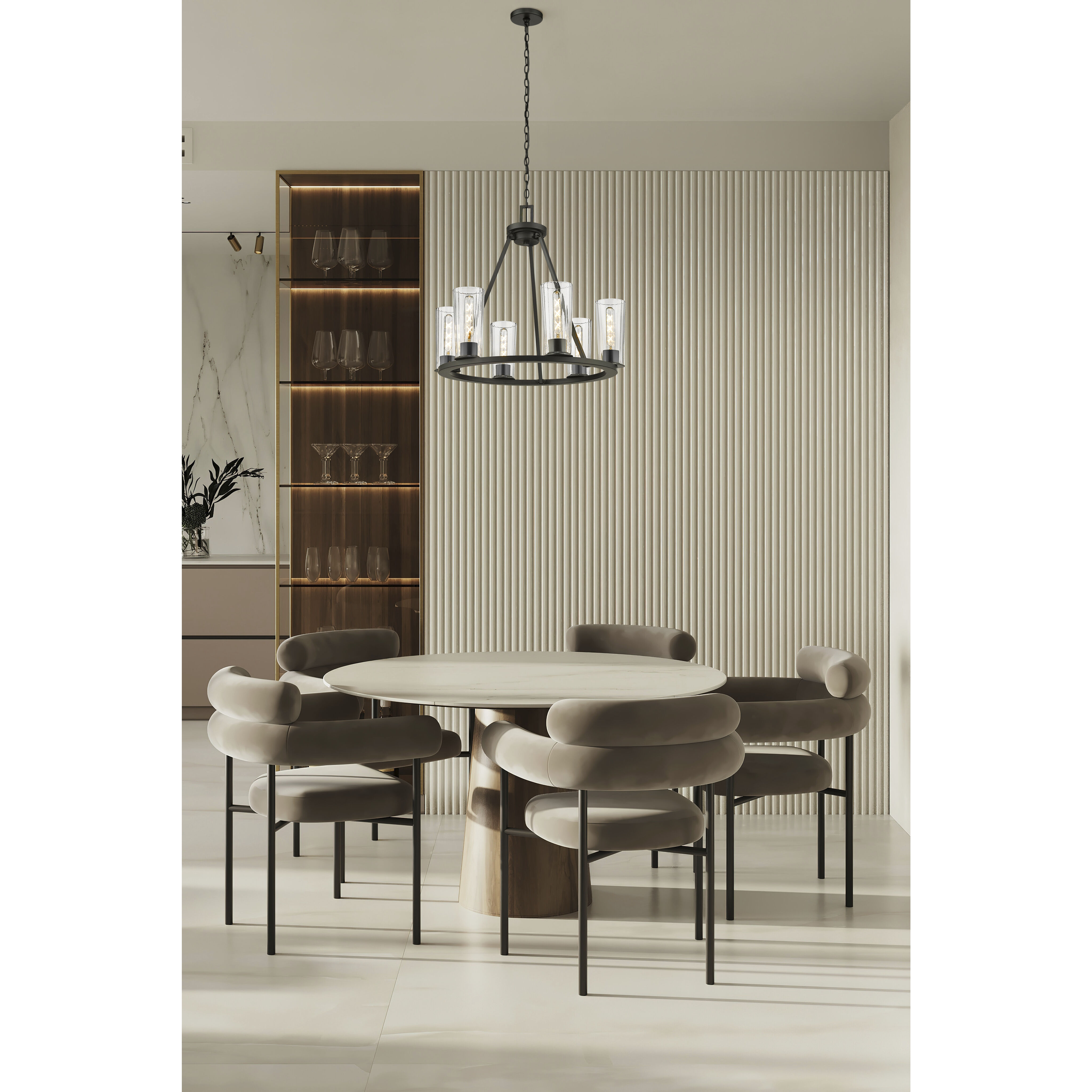 Titus 6 Light 26 inch Matte Black Chandelier Ceiling Light