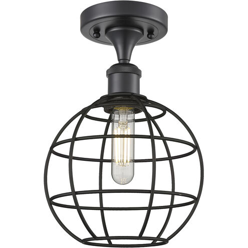 Lake Placid 1 Light 8 inch Matte Black Semi-Flush Mount Ceiling Light
