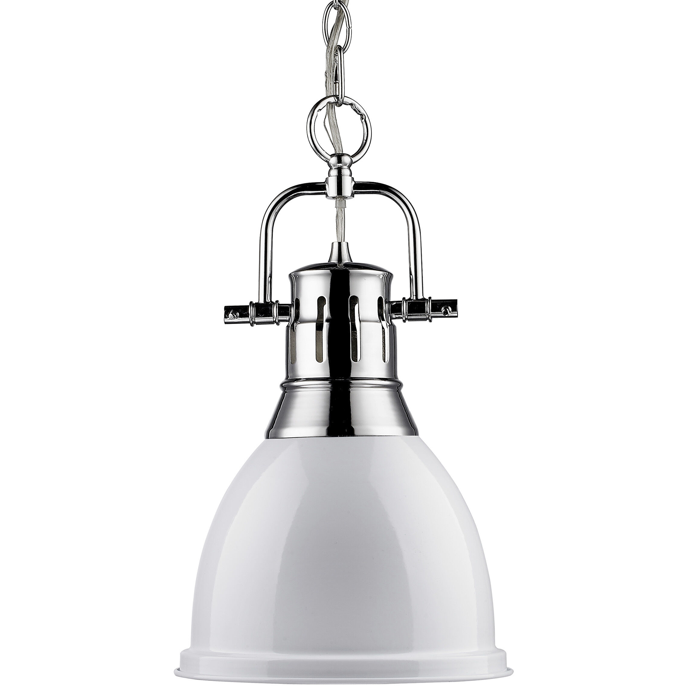 Yep Duncan Pendant Ceiling Light in Chrome, White, Small