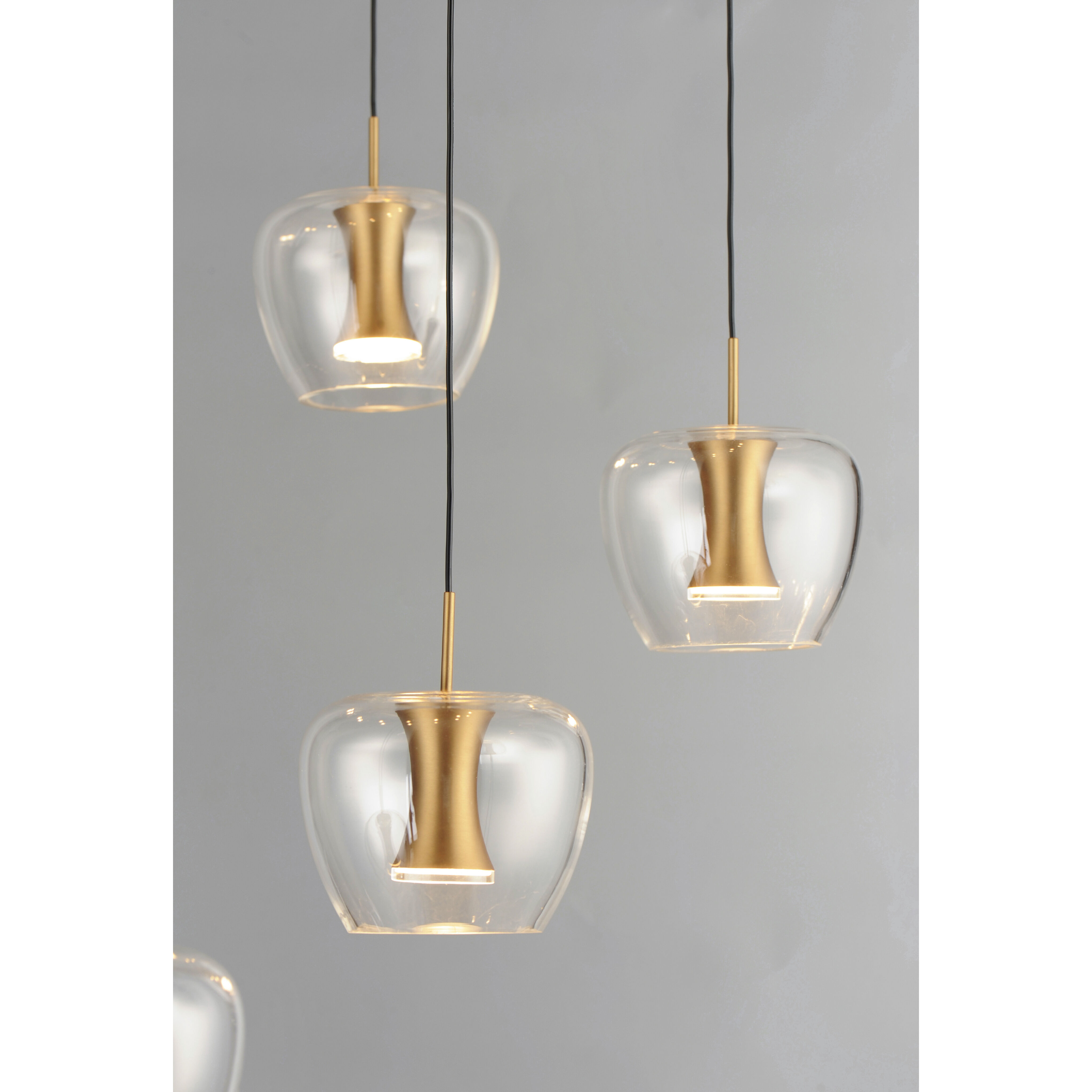 Newton LED 27.5 inch Black and Gold Multi-Light Pendant Ceiling Light