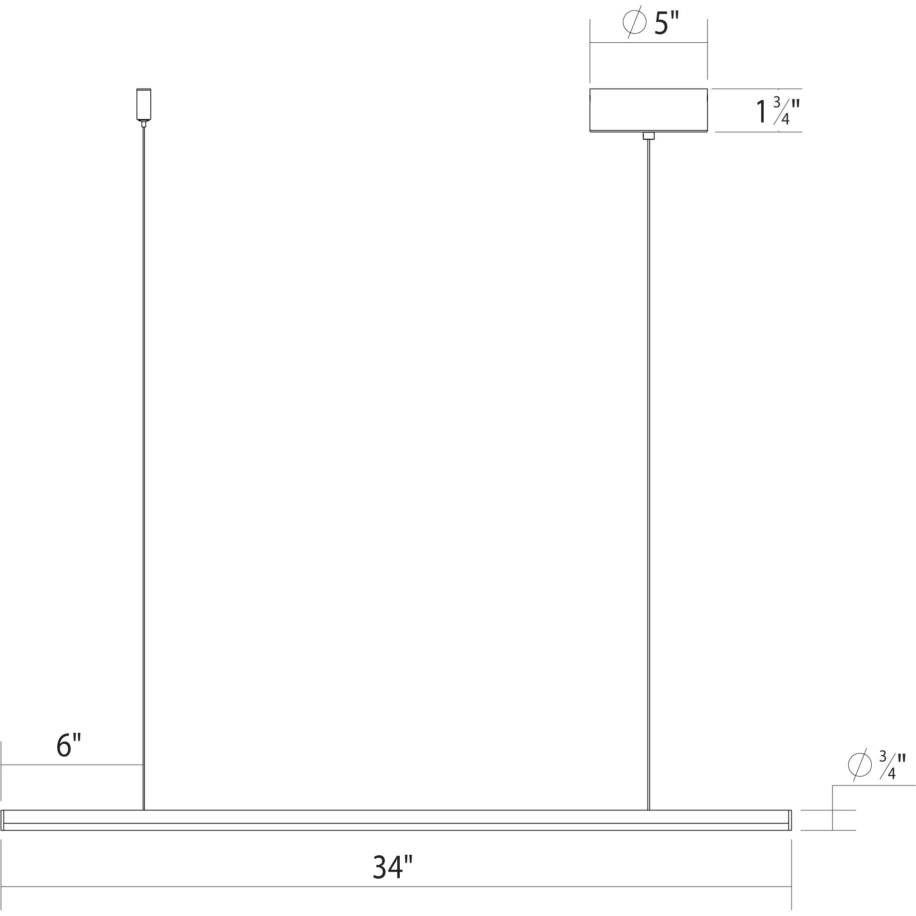 Fino LED 36 inch Polished Chrome Linear Pendant Ceiling Light in 3500K