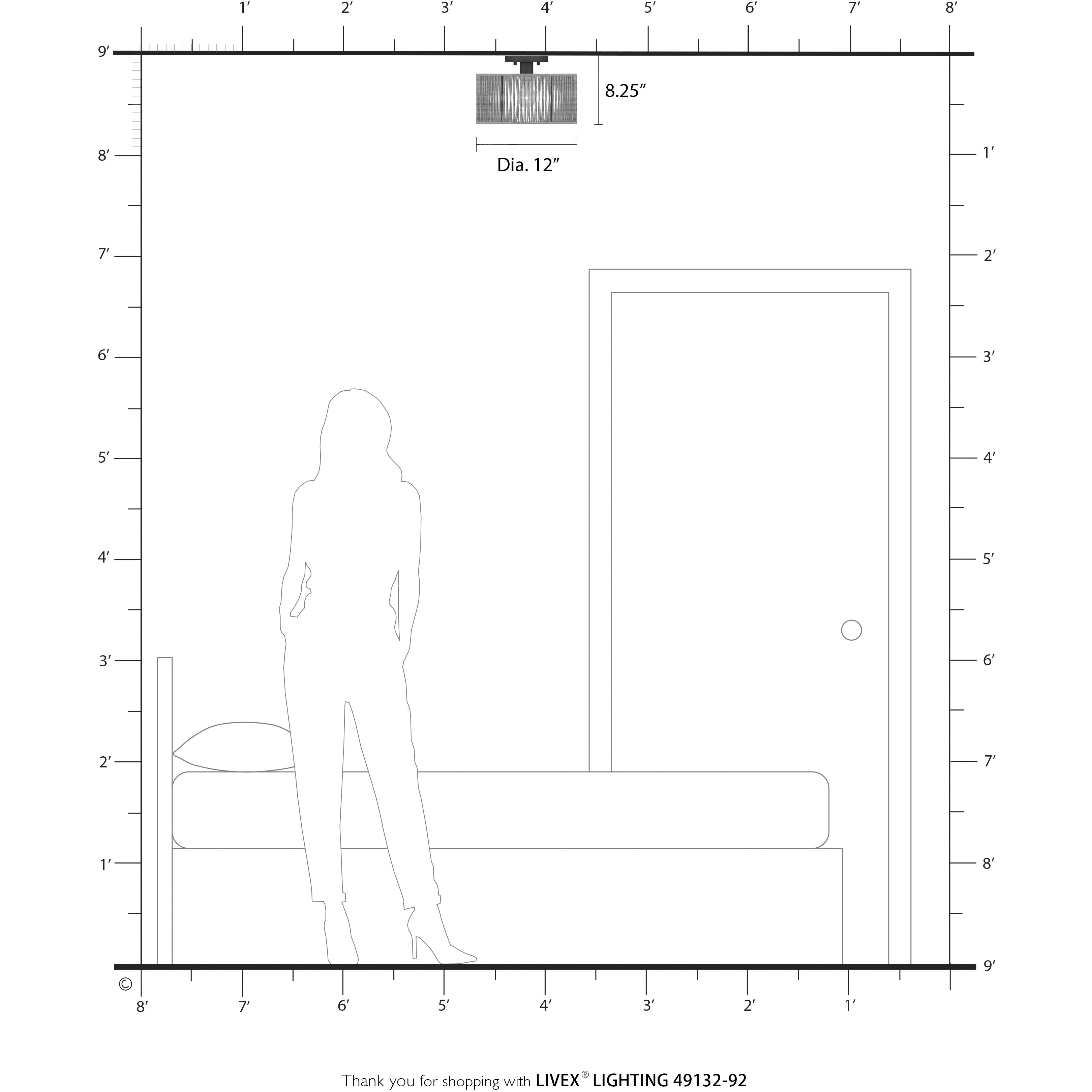Acordia 1 Light 12 inch English Bronze Semi Flush Mount Ceiling Light, Medium