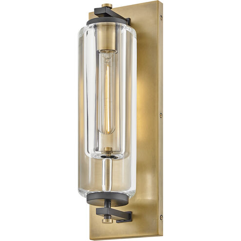 Lourde 1 Light 18 inch Heritage Brass with Black Outdoor Wall Mount