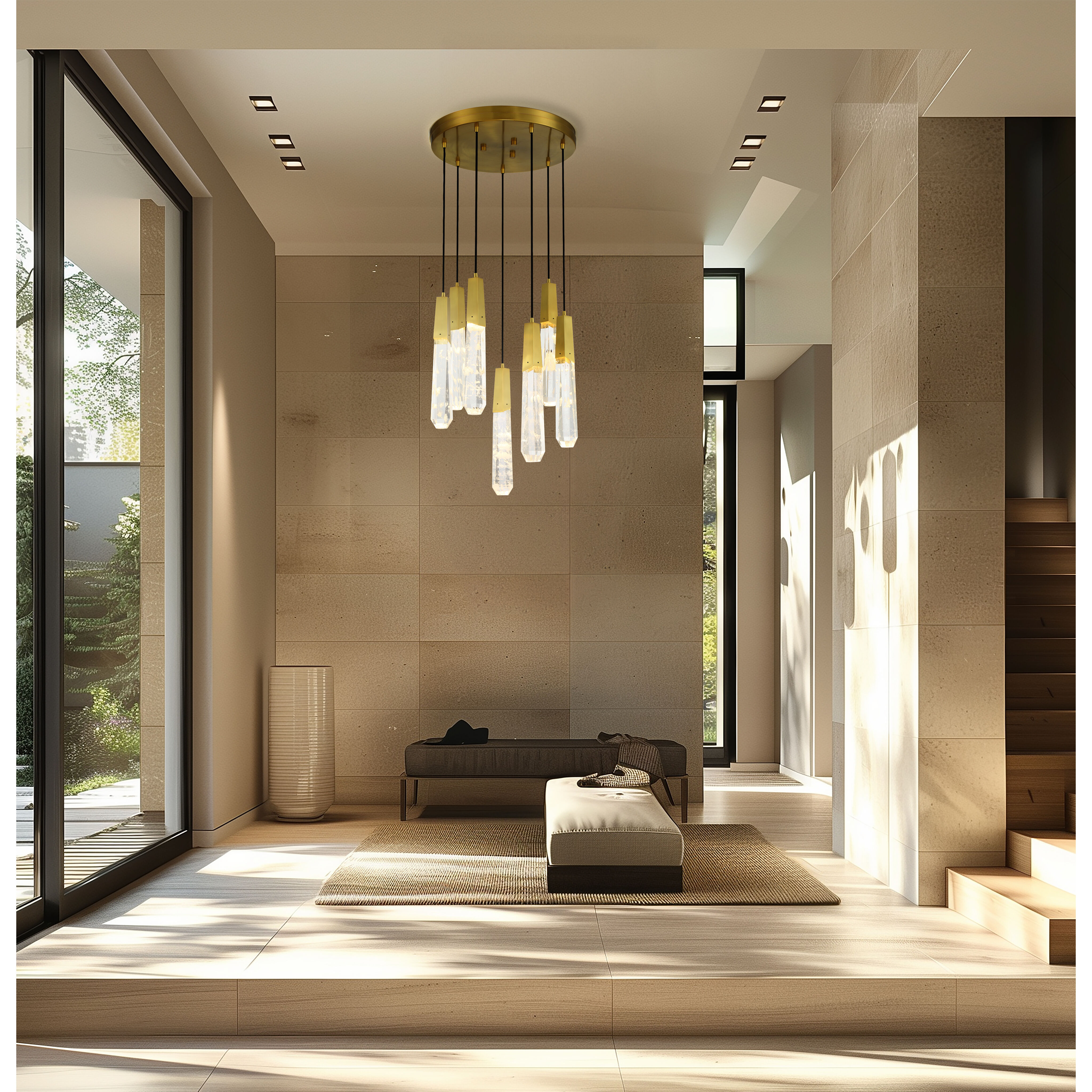 Drifting Droplets LED 20 inch Brushed Brass Pendant Ceiling Light