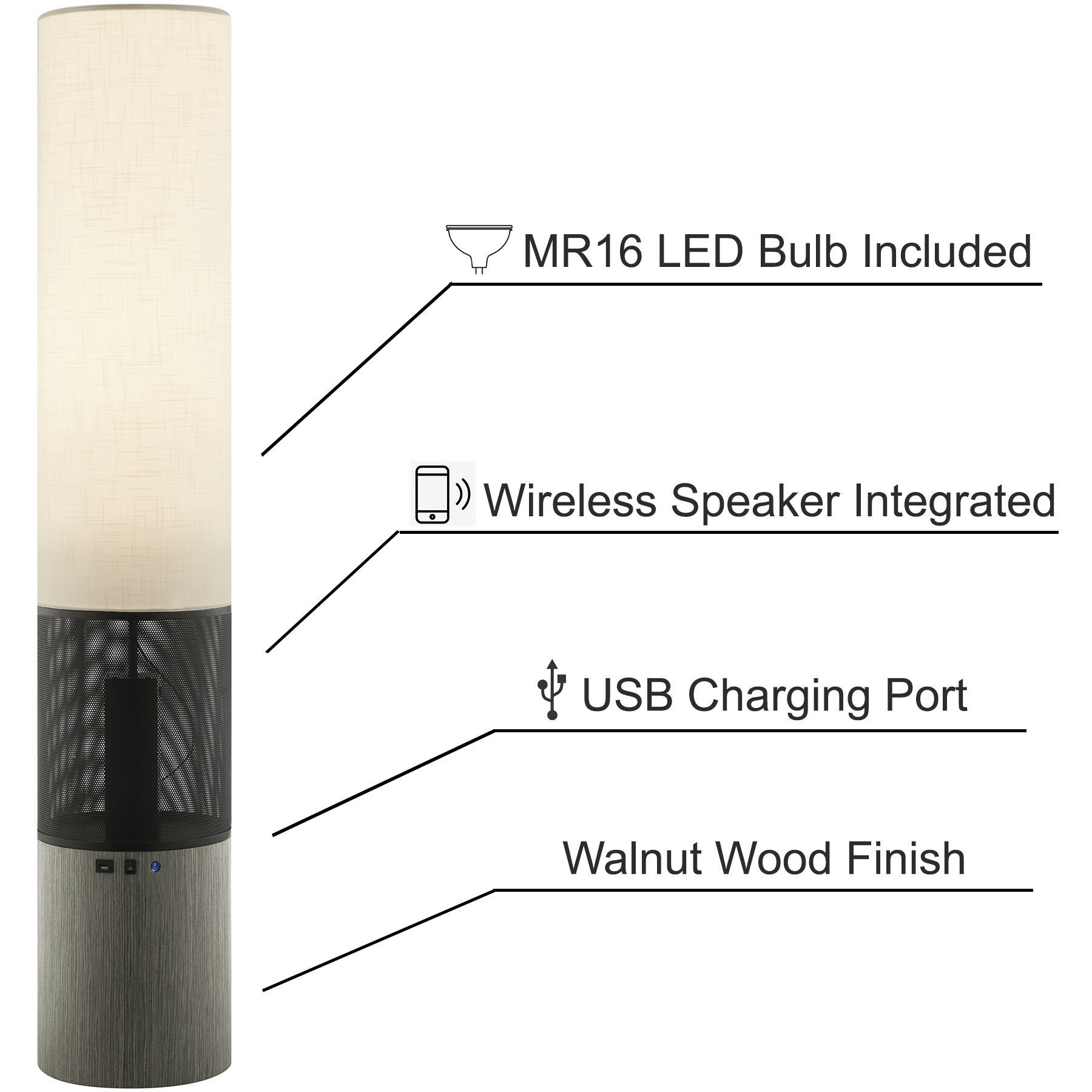 Sahirah 58.25 inch 5.00 watt Walnut Floor Lamp Portable Light