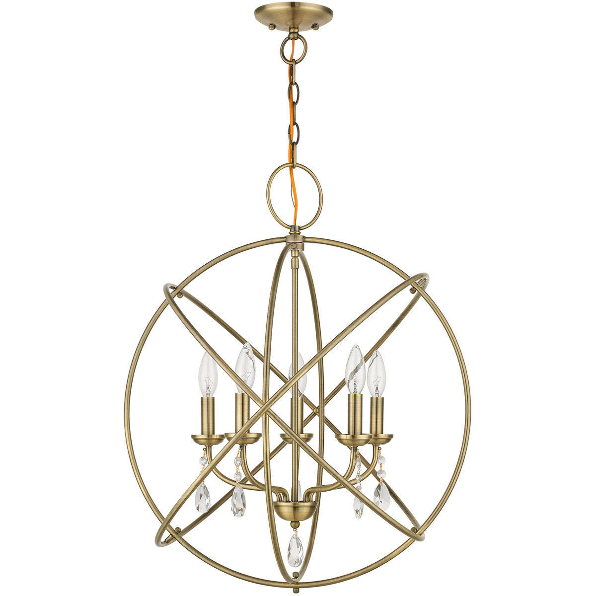 Aria 5 Light 24 inch Antique Brass Chandelier Ceiling Light