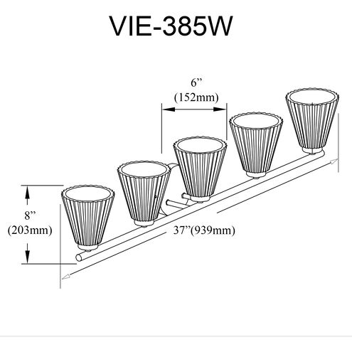 Vienna 5 Light 37 inch Polished Chrome Vanity/Bath Bar Wall Light