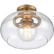 Clement 1 Light 13 inch Brushed Gold Semi Flush Mount Ceiling Light