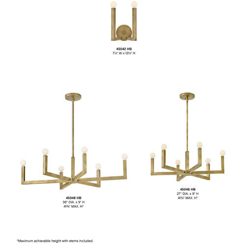 Ezra 6 Light 27 inch Heritage Brass Indoor Chandelier Ceiling Light