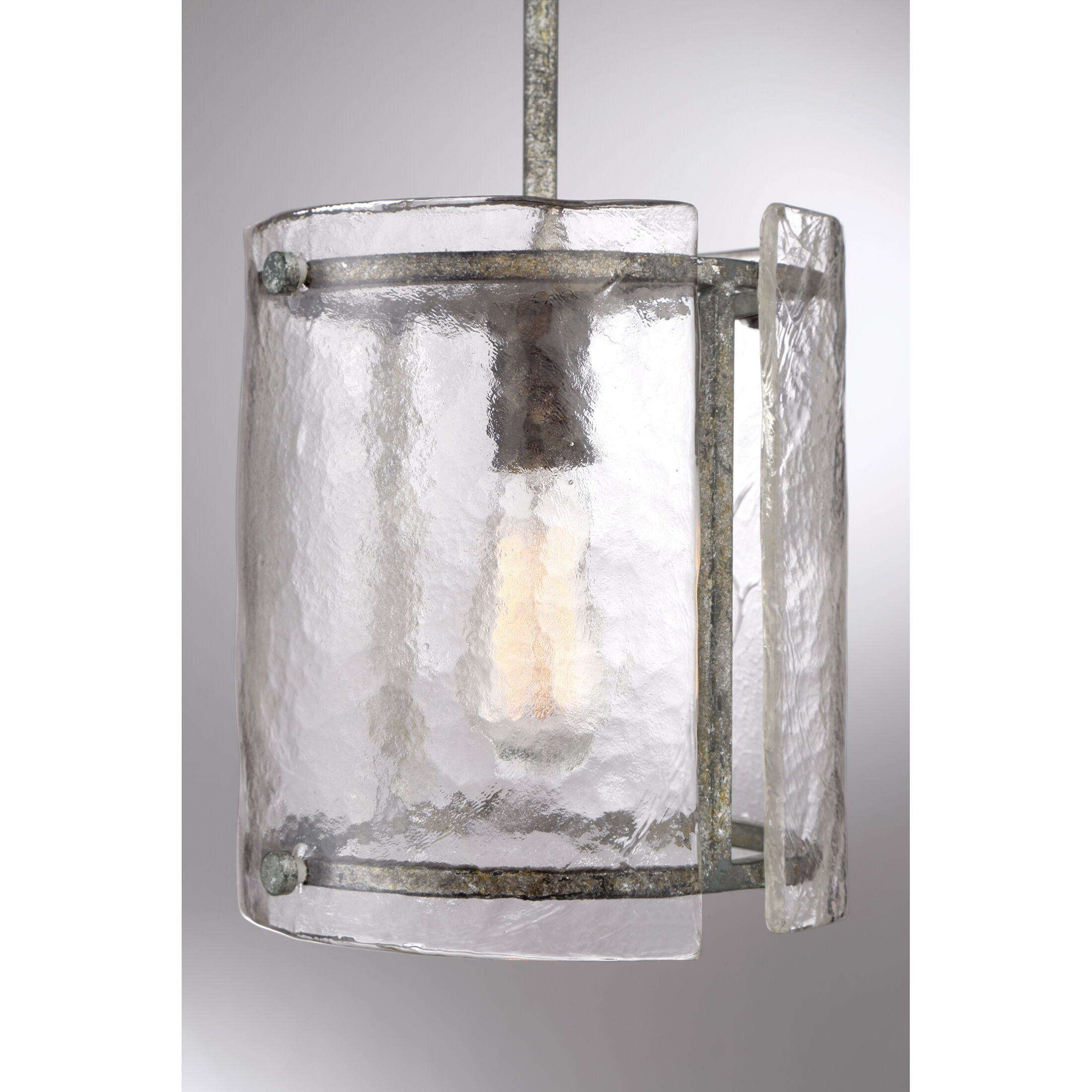 Fortress 1 Light 9 inch Mottled Silver Mini Pendant Ceiling Light
