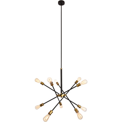 Axel 10 Light 27 inch Black and Brass Chandelier Ceiling Light