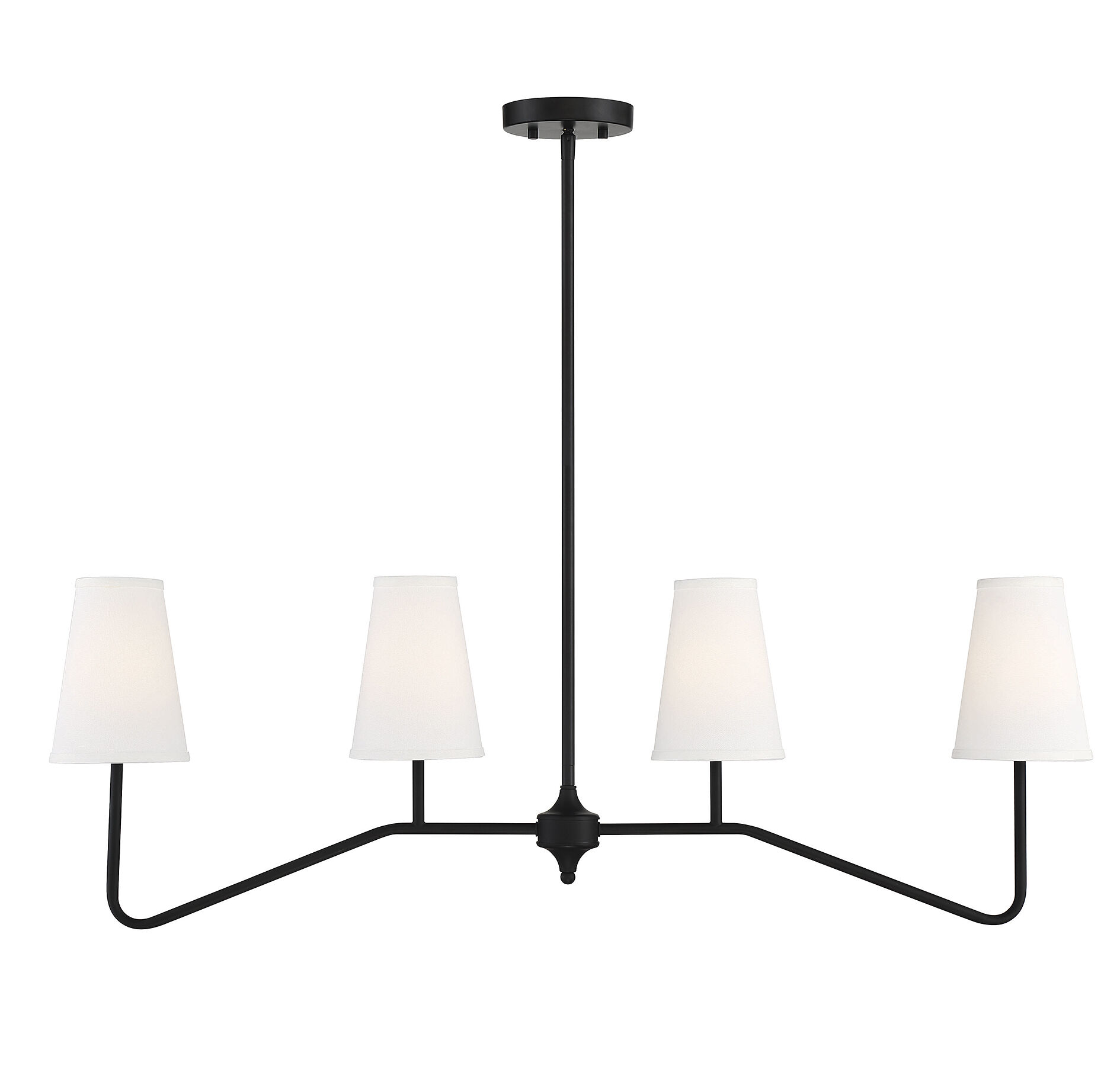 Modern 4 Light 40 inch Matte Black Linear Chandelier Ceiling Light