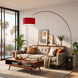 Iconic 95 inch 14 watt Satin Nickel and Black Arc Floor Lamp Portable Light in Crimson Red Linen