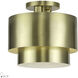 Zolana 2 Light 12 inch Antique Brass Semi Flush Mount Ceiling Light, Medium