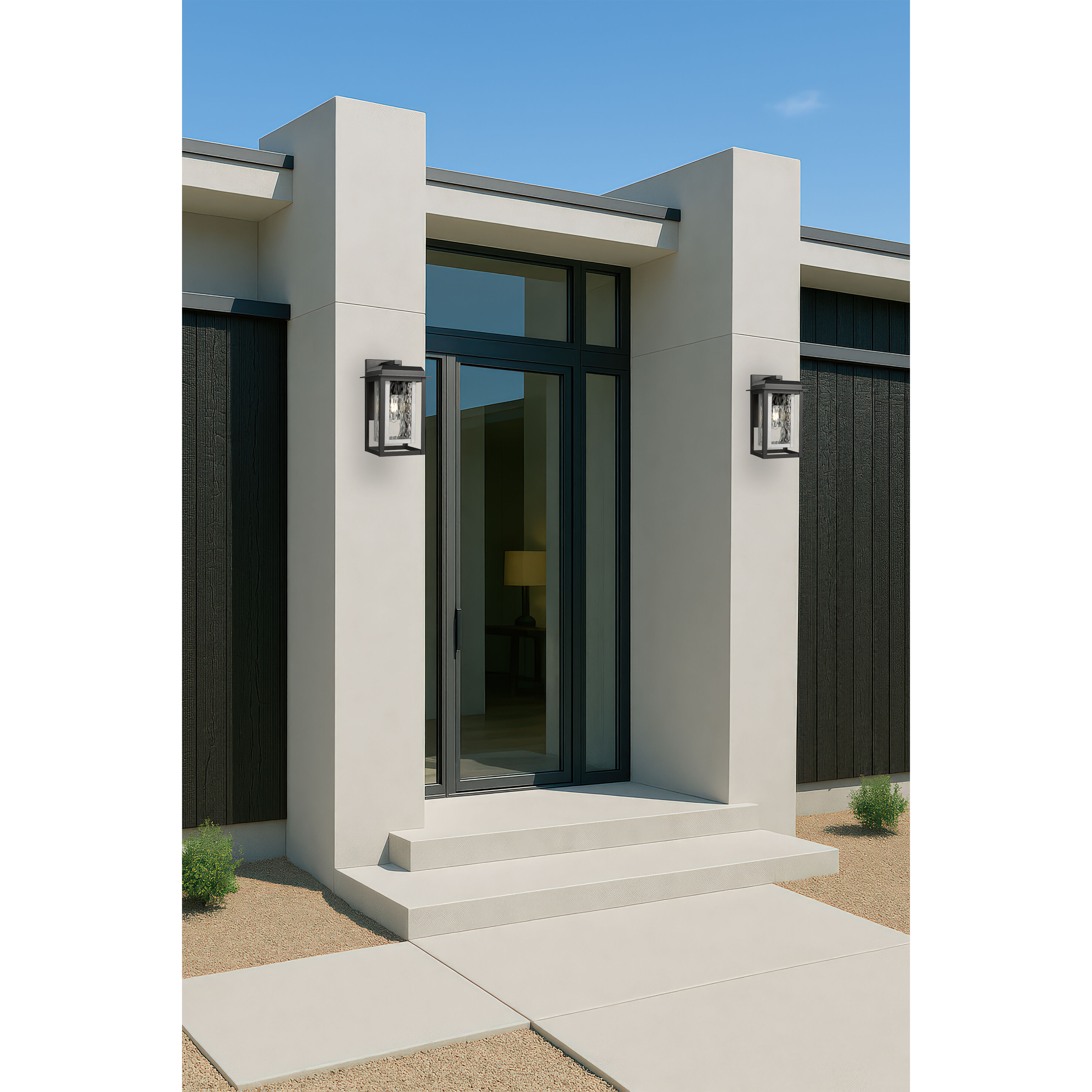 Mansfield 1 Light 13 inch Matte Black with Silver Outdoor Sconce in Waterglass