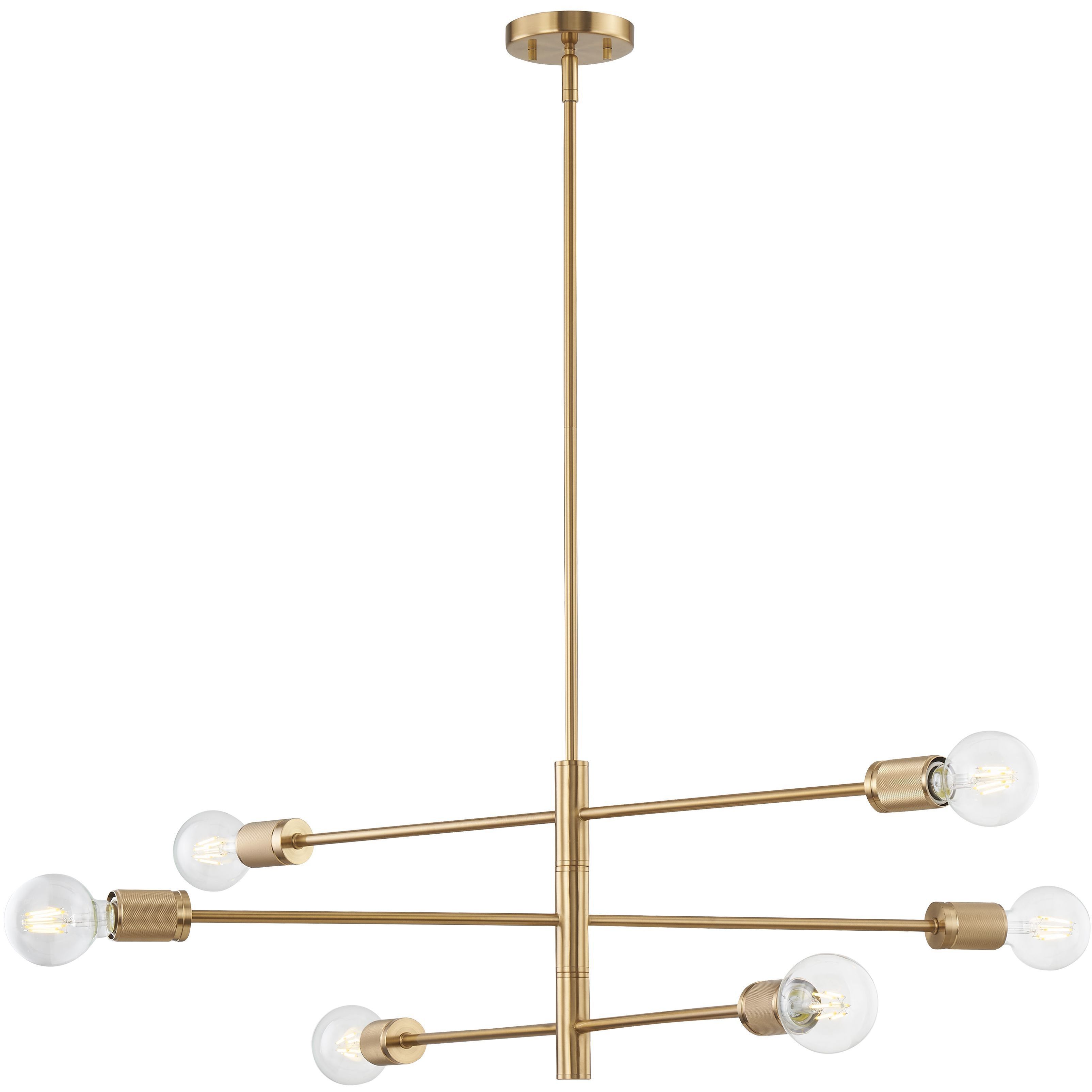 Module 6 Light 34 inch Burnished Brass Chandelier Ceiling Light