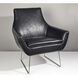 Kendrick Black Distressed PU Leather and Brushed Steel Accent Chair 
