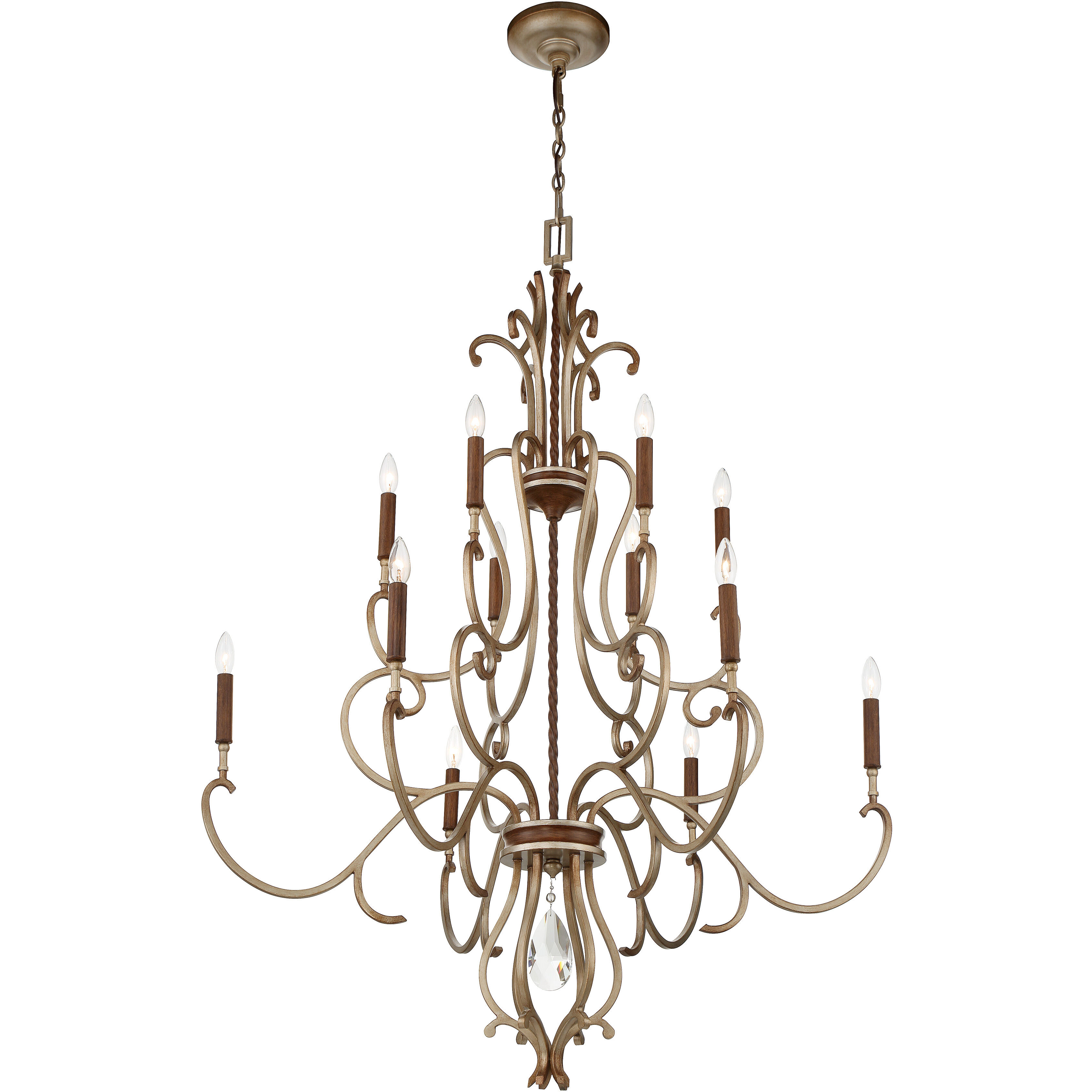 Magnolia Manor 12 Light 42 inch Pale Gold with Distressed Bronze Chandelier Ceiling Light