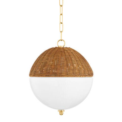 Summer 1 Light 12 inch Aged Brass Pendant Ceiling Light