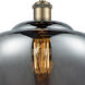 Ballston Large Fenton LED 11 inch Antique Brass Pendant Ceiling Light in Plated Smoke Glass, Ballston