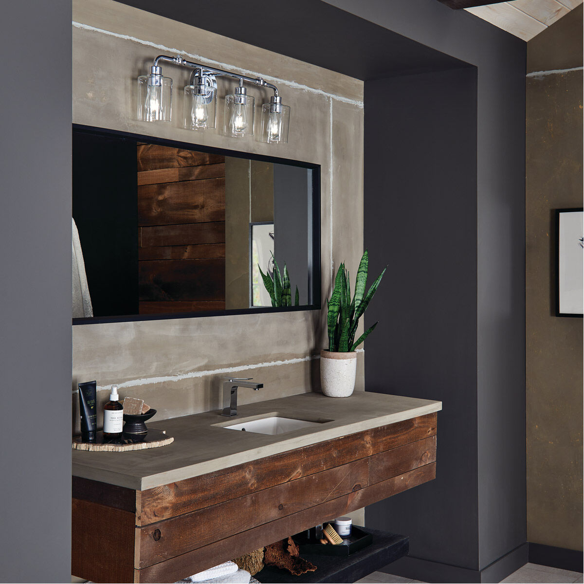 Gunnison 4 Light 34 inch Chrome Wall Mt Bath 4 Arm Wall Light