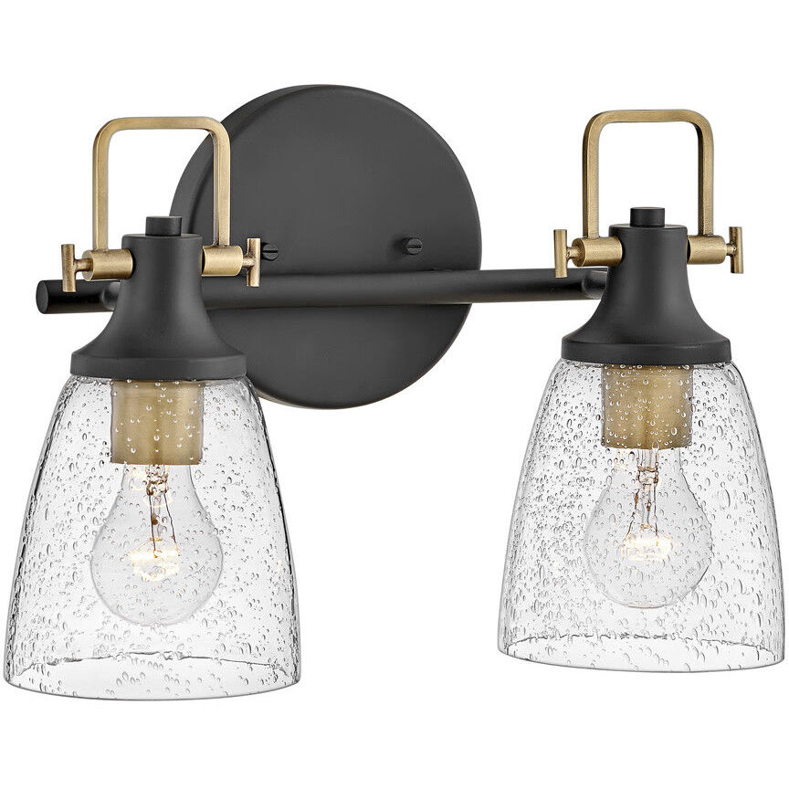 Easton 2 Light 14.5 inch Black with Heritage Brass Vanity Light Wall Light