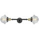 Franklin Restoration Small Oxford 2 Light 17 inch Black Antique Brass Bath Vanity Light Wall Light in Clear Glass, Franklin Restoration