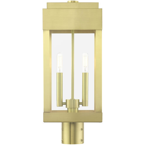 York 2 Light 20 inch Satin Brass Outdoor Post Top Lantern