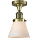 Franklin Restoration Small Cone 1 Light 7 inch Antique Brass Semi-Flush Mount Ceiling Light in Incandescent, Matte White Glass, Franklin Restoration