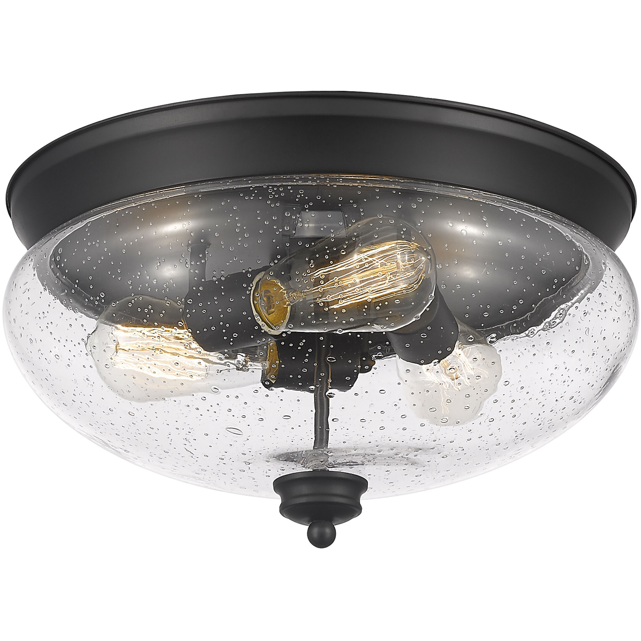 Amon 3 Light 15 inch Matte Black Flush Mount Ceiling Light in 6, Matte Opal Glass