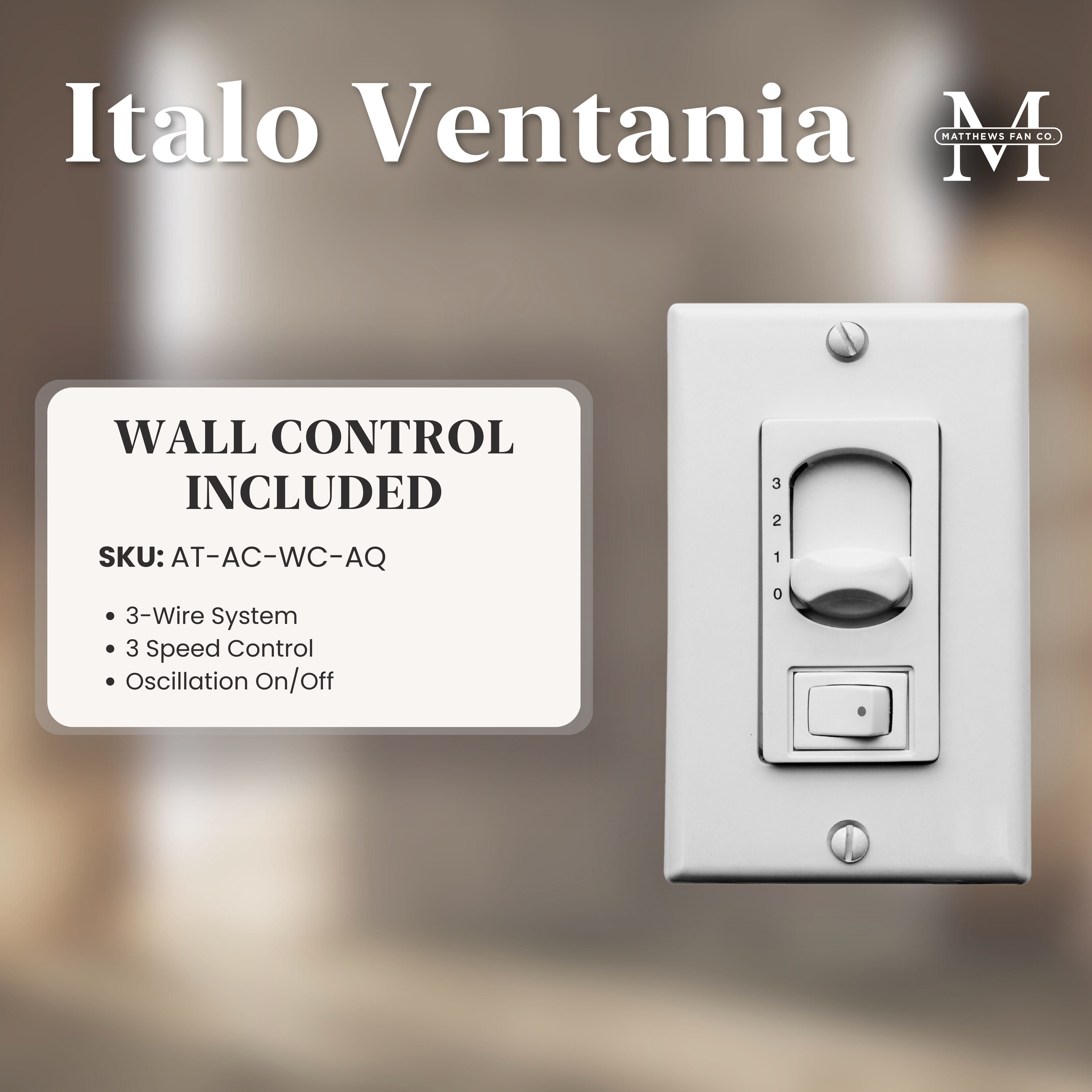 Matthews-Gerbar Italo Ventania 16 inch Gloss White with Solid Mahogany Wood Blades Rotational Ceiling Fan, Matthews-Gerbar