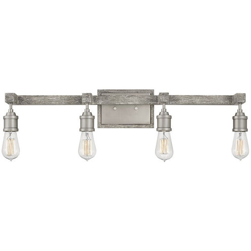 Denton 4 Light 31.75 inch Pewter with Driftwood Gray Vanity Light Wall Light